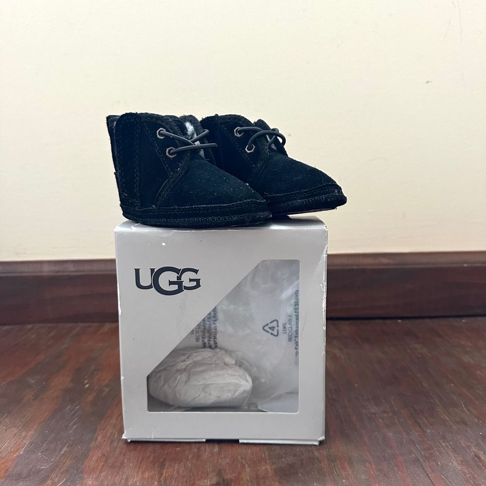 UGG I Baby Neumel Black Suede Infant Boots Size 0/1 1103500I‎ 0-6 Months